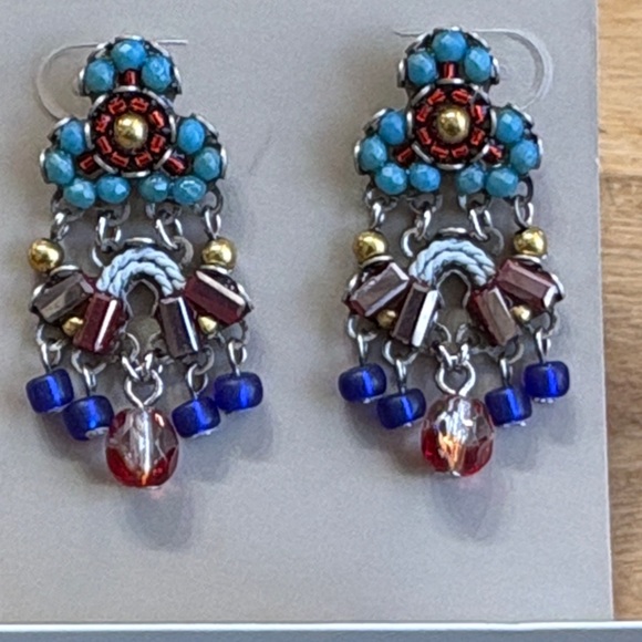 Ayalabar Mosaic and Beaded Hanging earrings - Picture 2 of 5